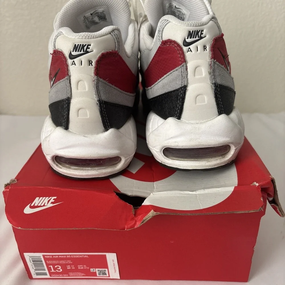 Nike Air Max 95 Essential White‎ Varsity Red Size 13 black Swoosh